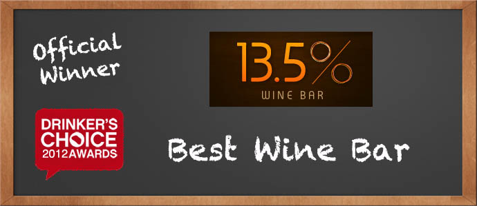 Drinker's Choice Winner, Best Wine Bar: 13.5% Wine Bar